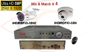CCTV HD Security Camera System 5-in-1 5MP Standalone 4 Port DVR w/ 5MP HD Coax Cameras